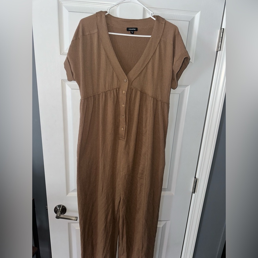 Mittoshop Brown Button-Front Jumpsuit